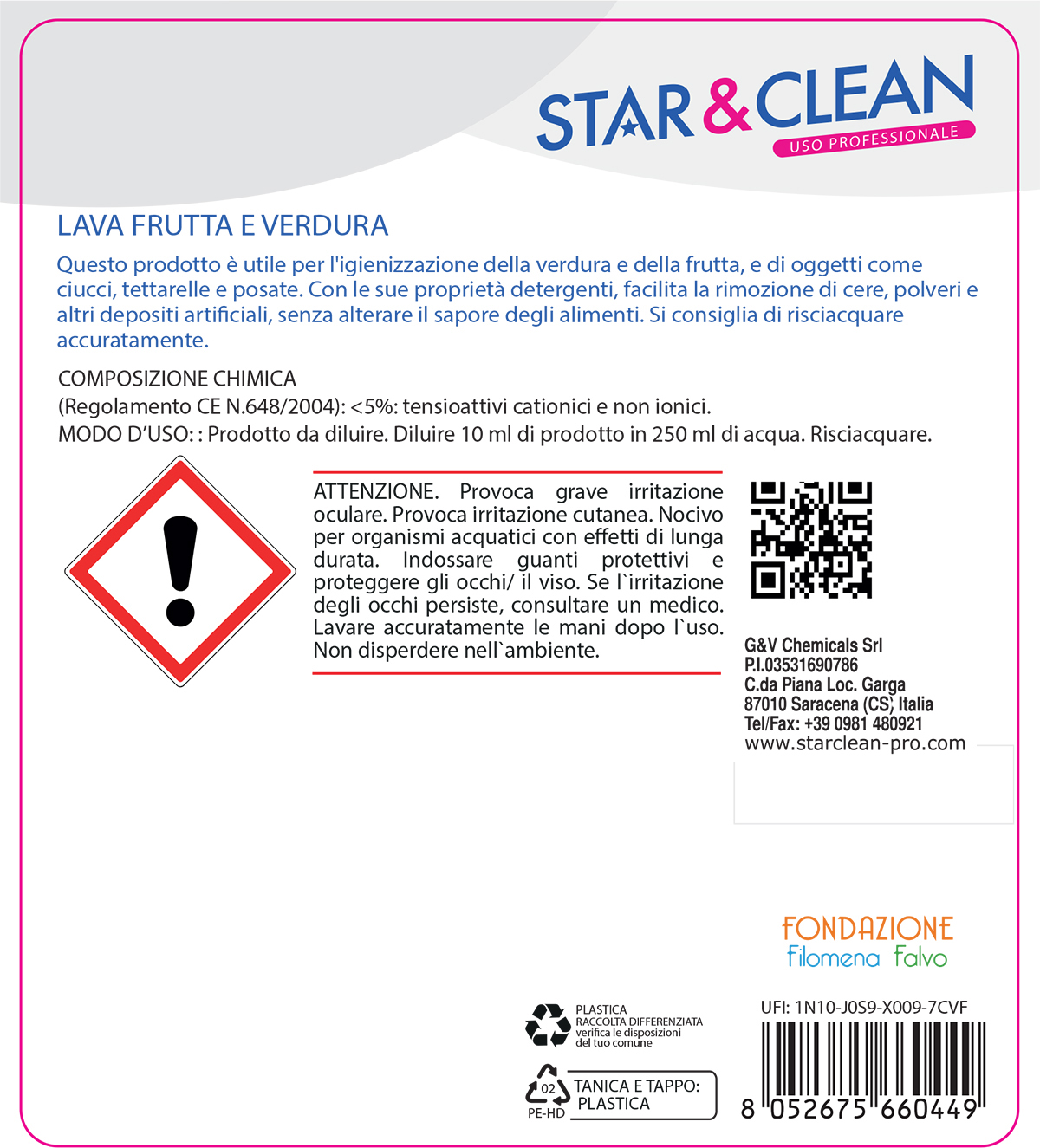 STAR CLEAN 322 - LAVA FRUTTA E VERDURA